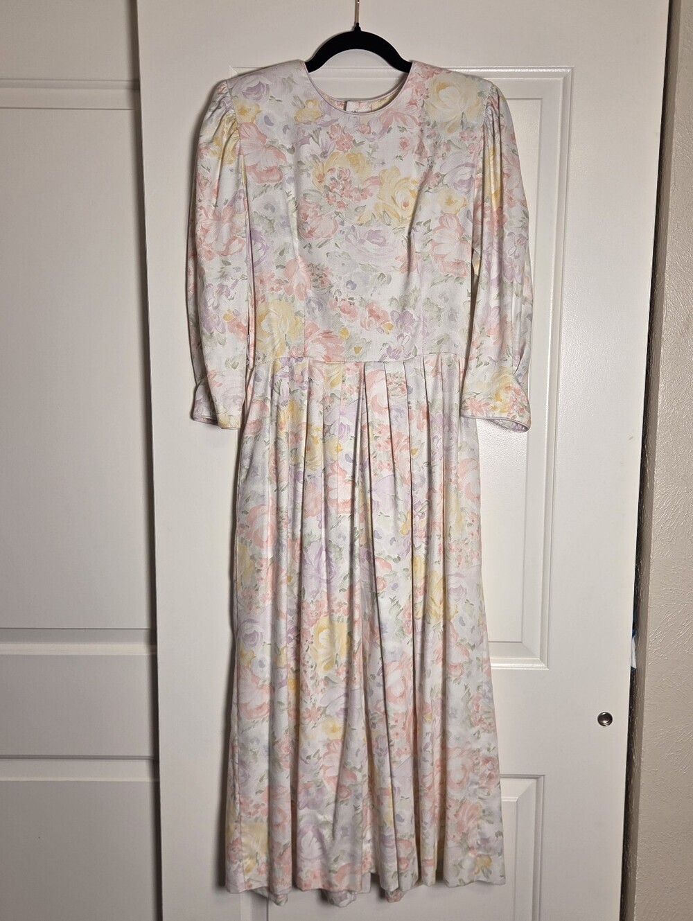 Vintage Lanz Originals Floral Tea Dress Women's 10 Puff Sleeve Cottage Country